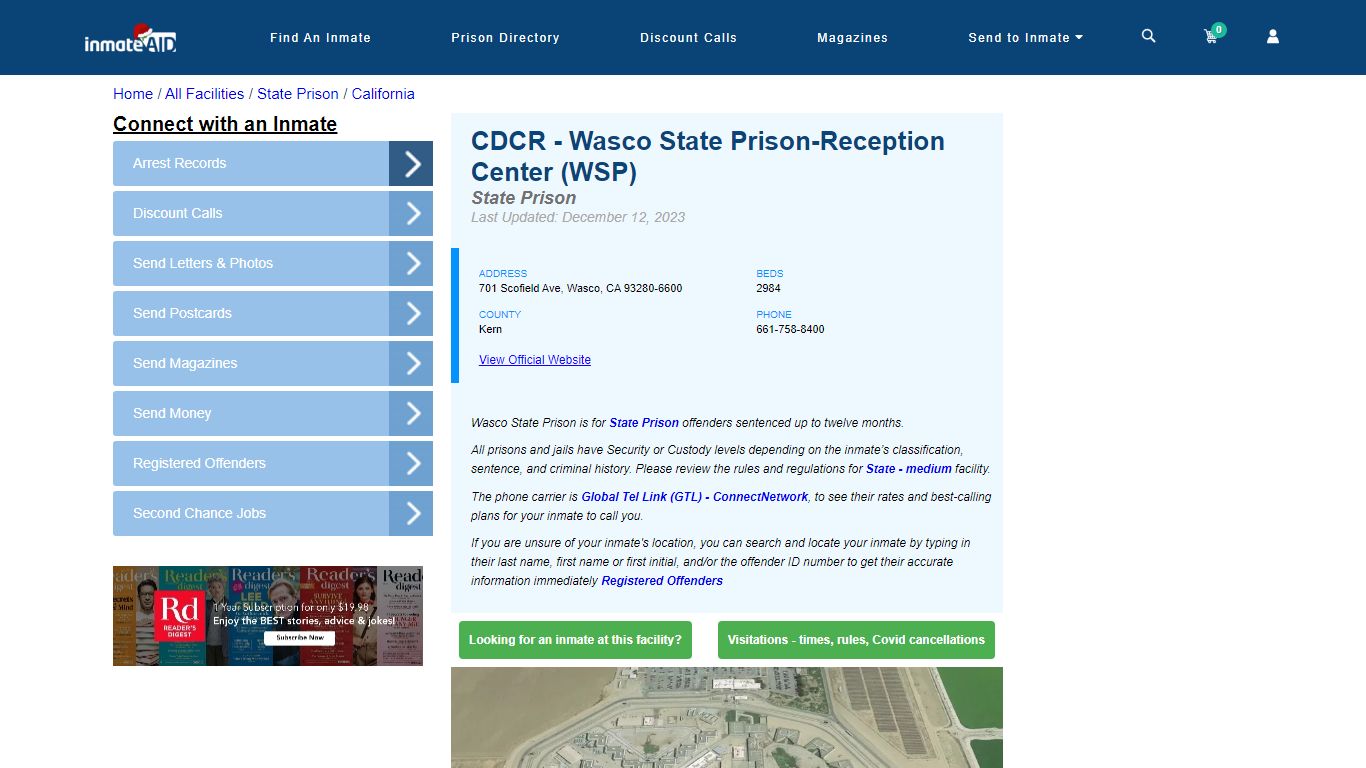 CDCR - Wasco State Prison-Reception Center (WSP) - InmateAid