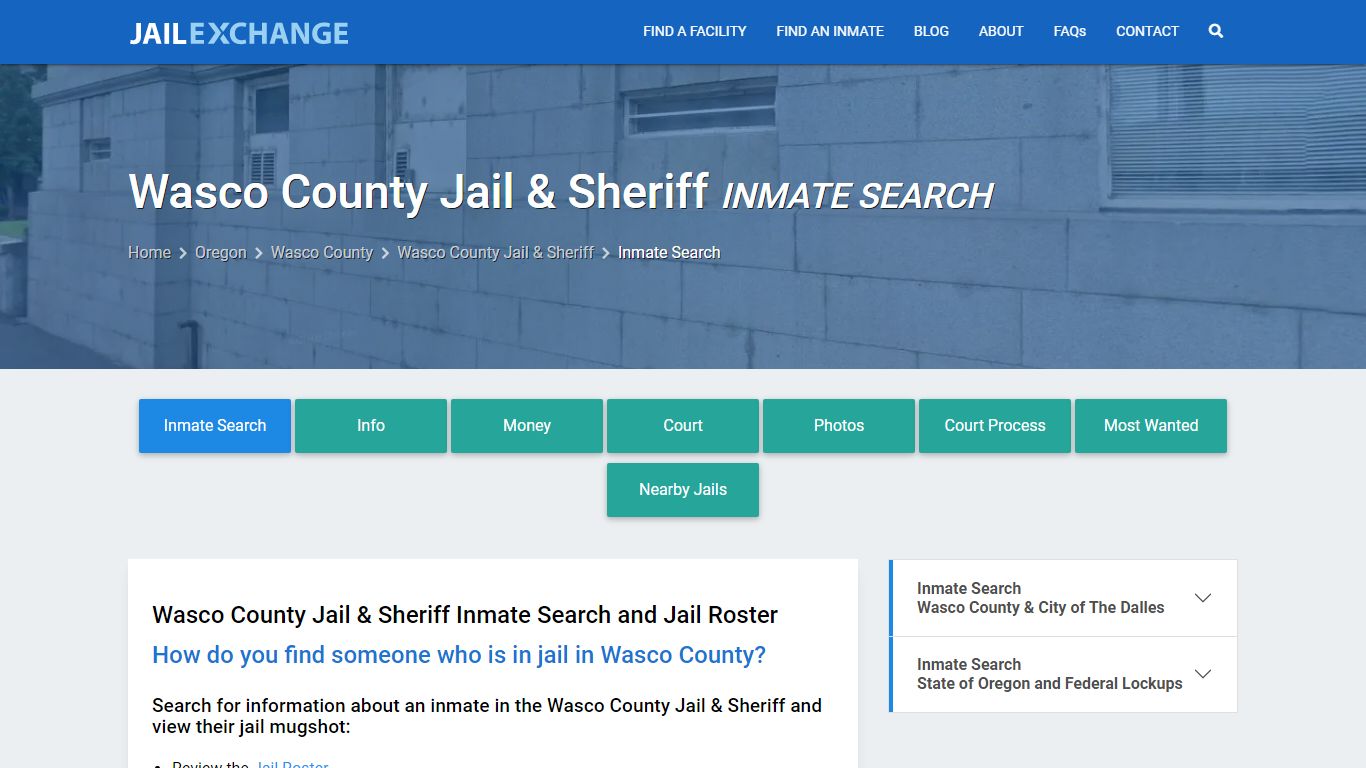 Inmate Search: Roster & Mugshots - Wasco County Jail & Sheriff, OR